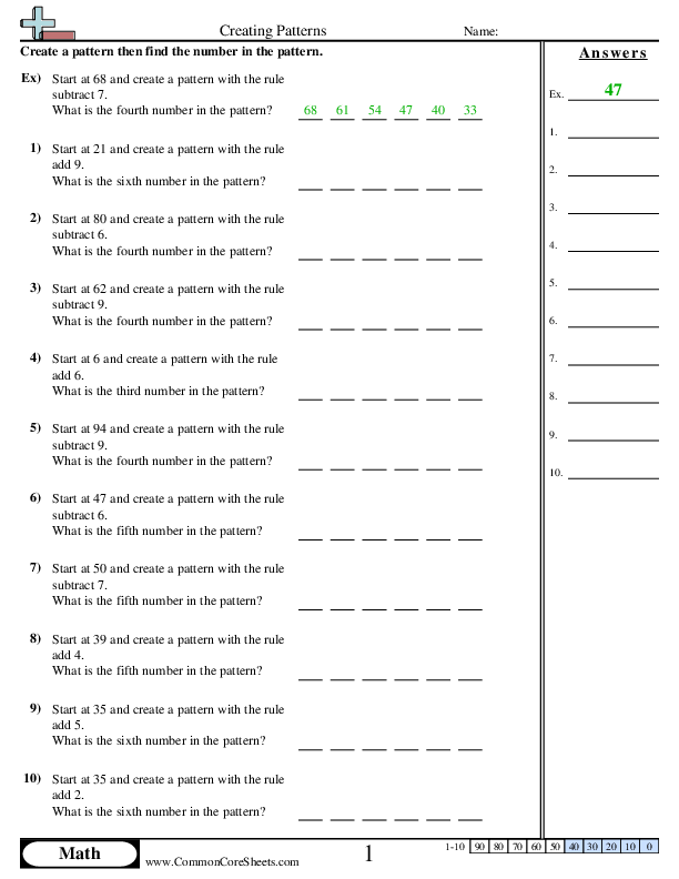 Creating Patterns worksheet